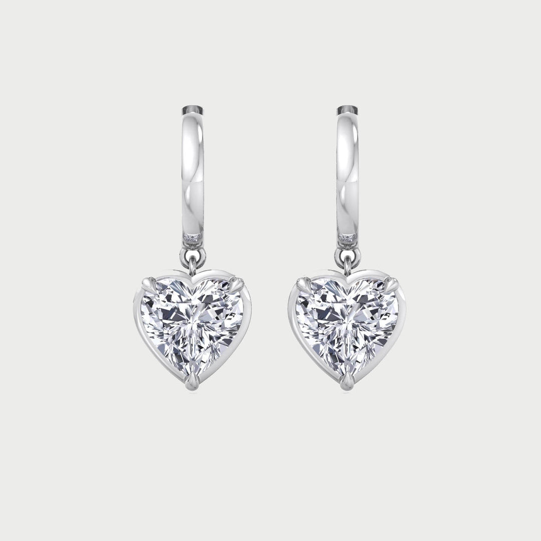 Heart Shape Lab Grown Diamond Dangle Earrings WG