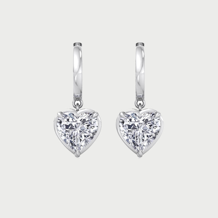 Heart Shape Lab Grown Diamond Dangle Earrings WG