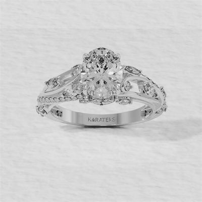 Lyssa  - Oval Shape Lab Grown Diamond Engagement Ring with Multiple Sidestones