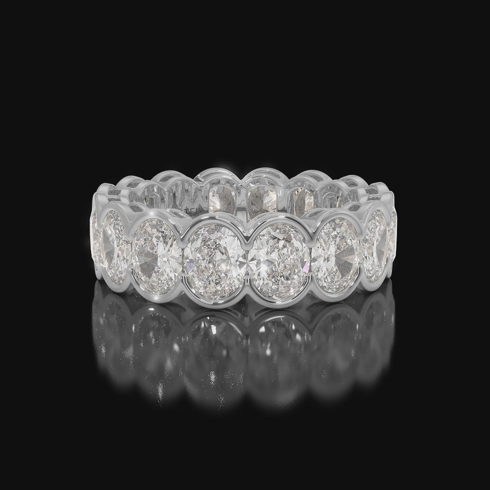Oval Shape Half Bezel Lab Grown Diamond Eternity Band Video White Gold