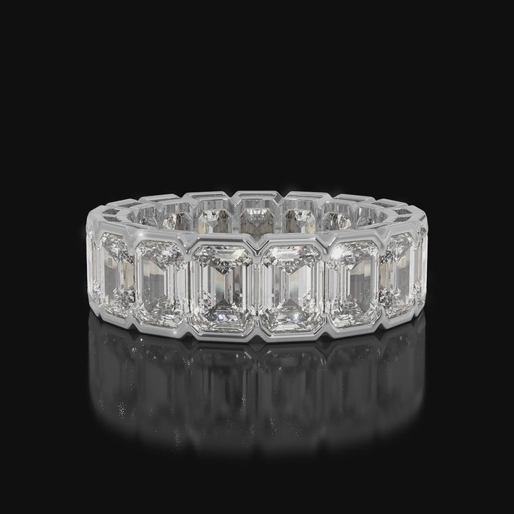 Half Bezel Set Emerald Cut Lab Grown Diamond Eternity Band
