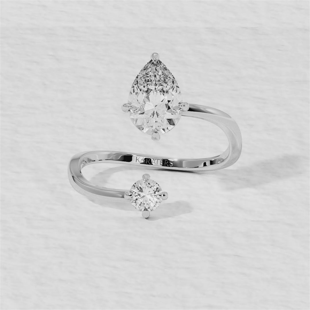 Enna - Pear & Round Shape Lab Grown Diamond Open Engagement Ring