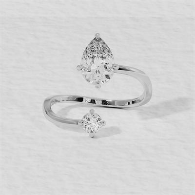 Enna - Pear & Round Shape Lab Grown Diamond Open Engagement Ring