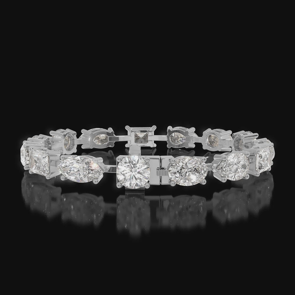 Mixed Shape Combo Lab-Grown Diamond Tennis Bracelet White Gold Video