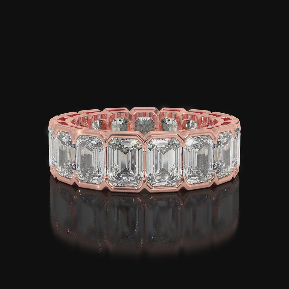 Half Bezel Set Emerald Cut Lab Grown Diamond Eternity Band