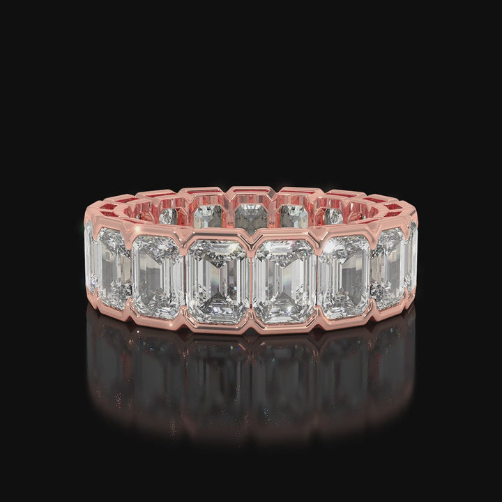 Half Bezel Set Emerald Cut Lab Grown Diamond Eternity Band