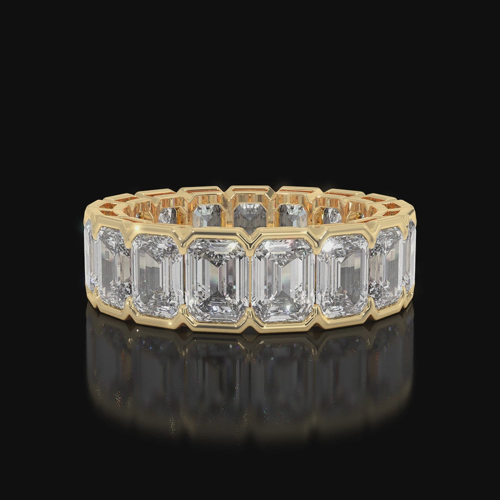Half Bezel Set Emerald Cut Lab Grown Diamond Eternity Band