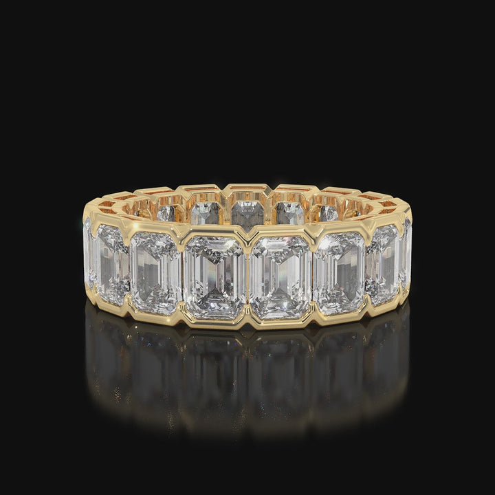 Half Bezel Set Emerald Cut Lab Grown Diamond Eternity Band