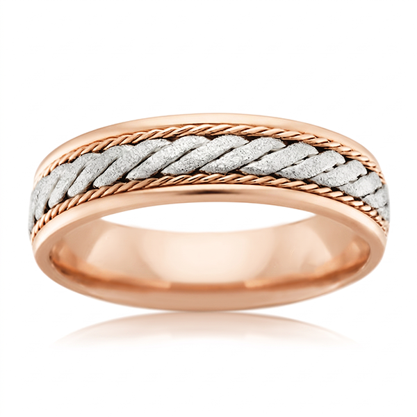 Men's Twisted Rope Style Solid Gold Band  RG 2