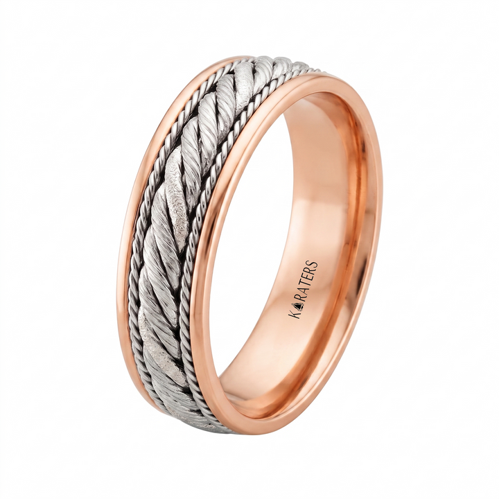 Men's Twisted Rope Style Solid Gold Band  RG