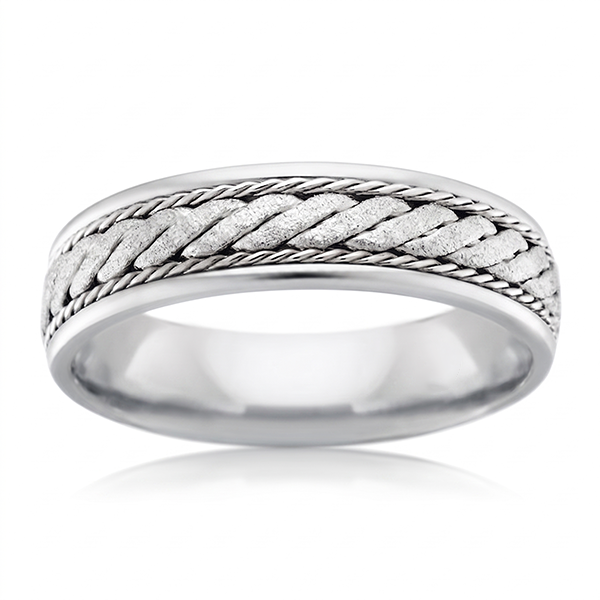 Men's Twisted Rope Style Solid Gold Band  WG2
