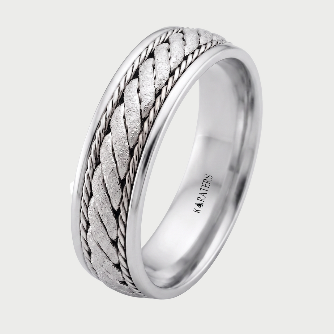 Men's Twisted Rope Style Solid Gold Band