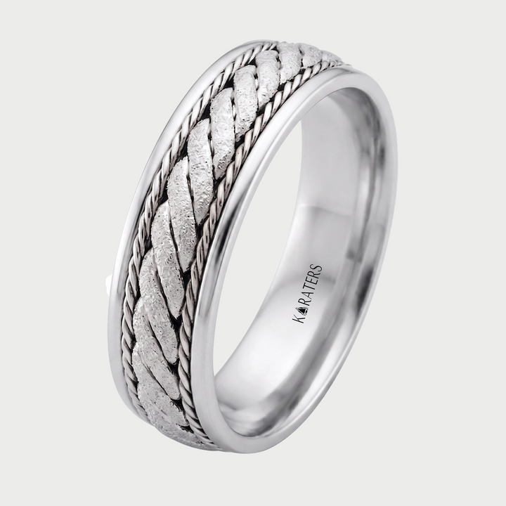 Men's Twisted Rope Style Solid Gold Band