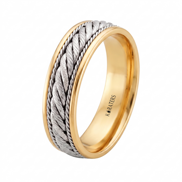 Men's Twisted Rope Style Solid Gold Band  YG