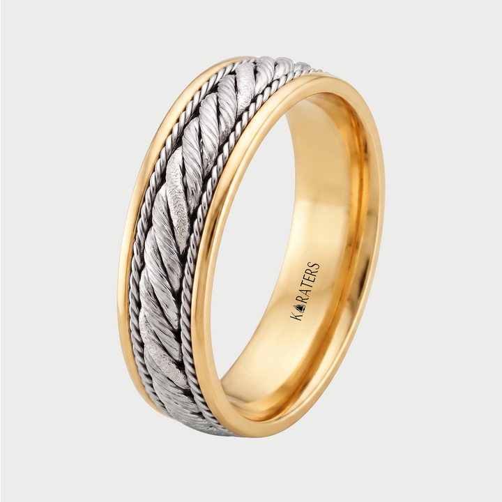 Men's Twisted Rope Style Solid Gold Band YG