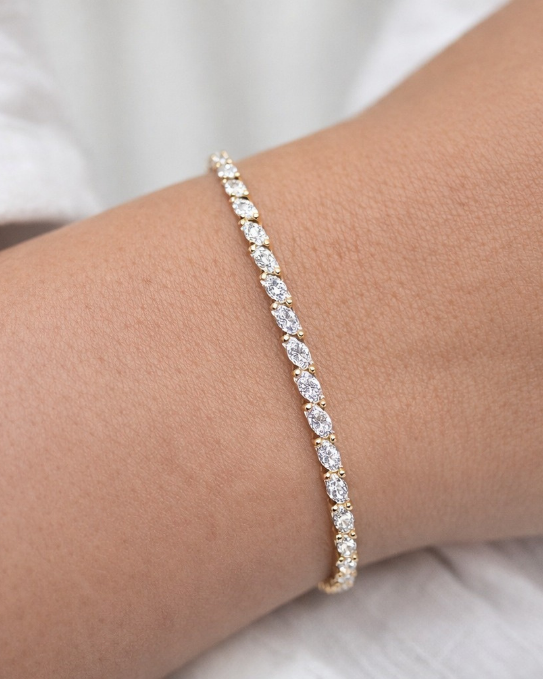 Marquise Shape Lab Grown Diamond Tennis Bracelet Yellow