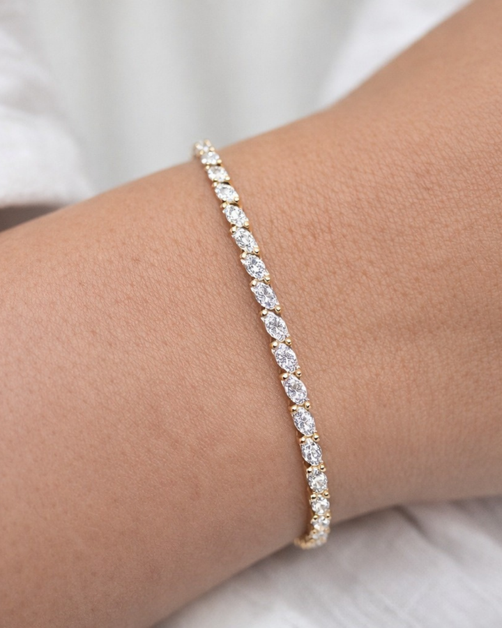 Marquise Shape Lab Grown Diamond Tennis Bracelet Yellow