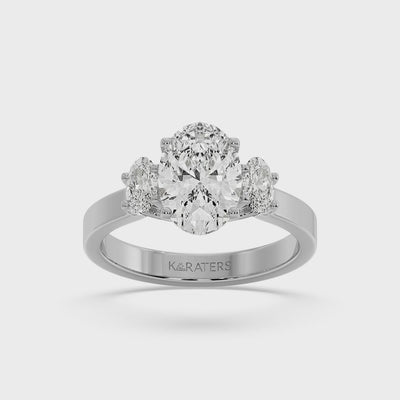 Pescara - Oval Cut Lab Grown Diamond Engagement Ring with Oval Side Stones