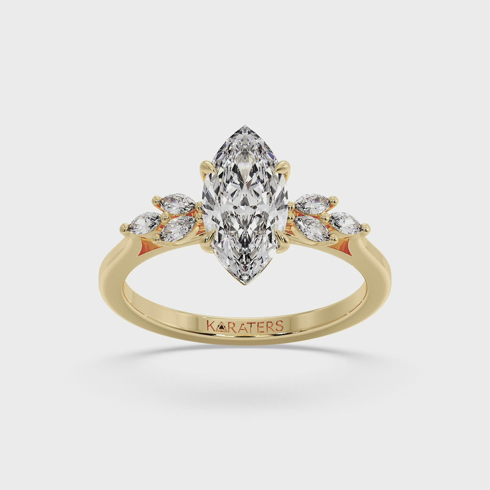 marquise-cut-solitaire-lab-grown-diamond-engagement-ring-marquise-triple-sidestones-solid-yellow-gold