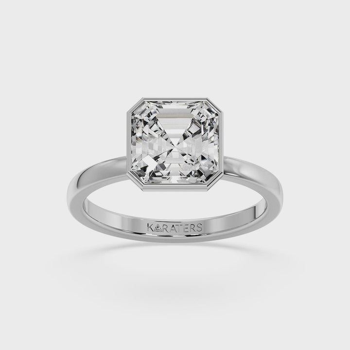 Beere - Asscher Cut Lab Grown Diamond Bezel Set Solitaire Engagement Ring