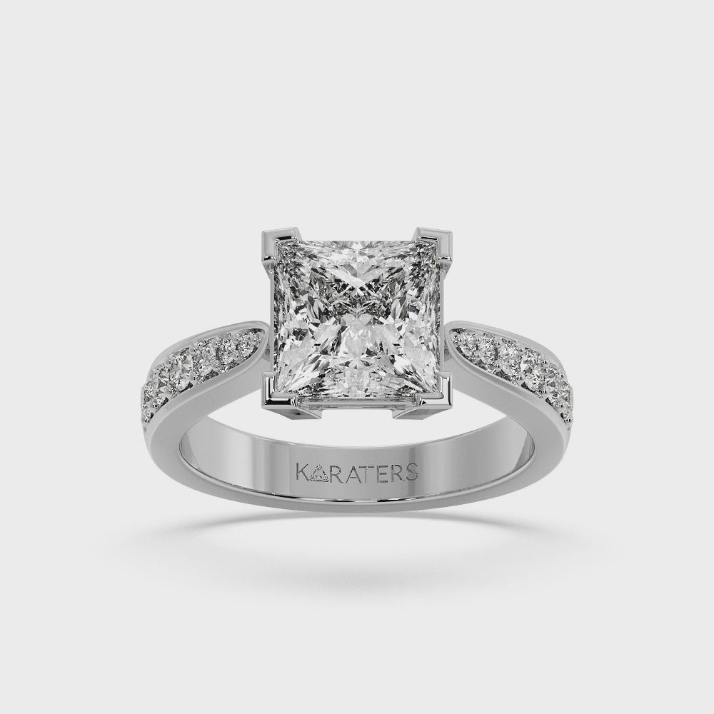 Calgary - Princess Cut Lab-Grown Diamond Engagement Ring with SideStones Channel Setting