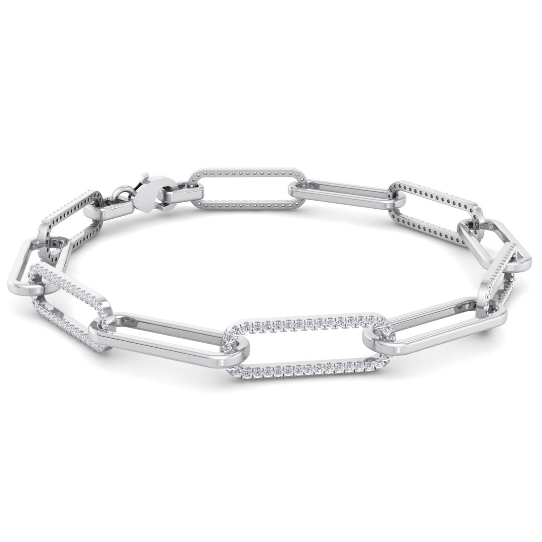 1.6 Carat Lab- Grown Diamond Paperclip Link White Bracelet, Front