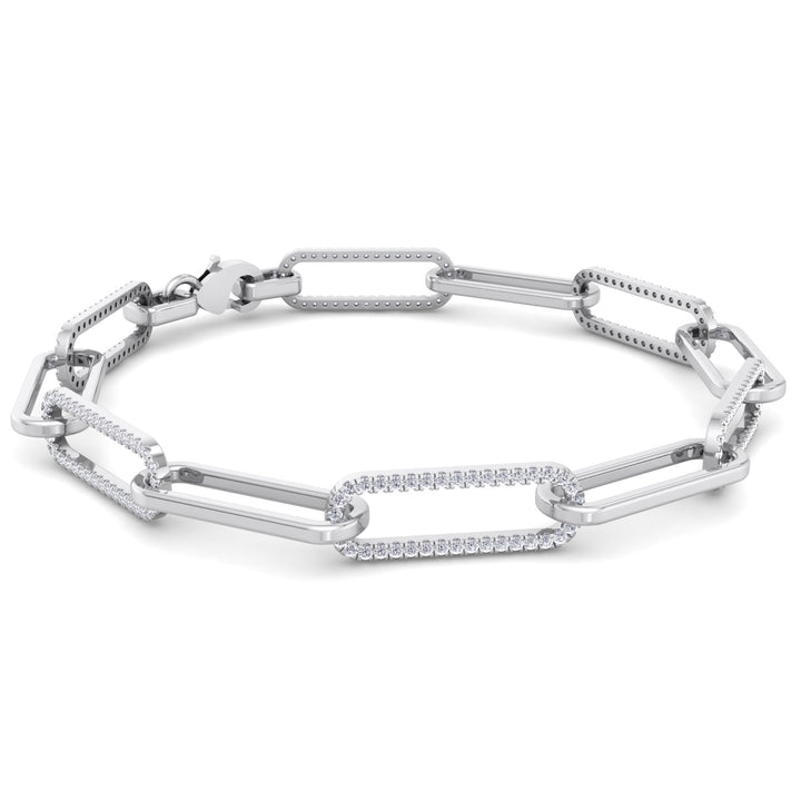 1.6 Carat Lab- Grown Diamond Paperclip Link White Bracelet, Front