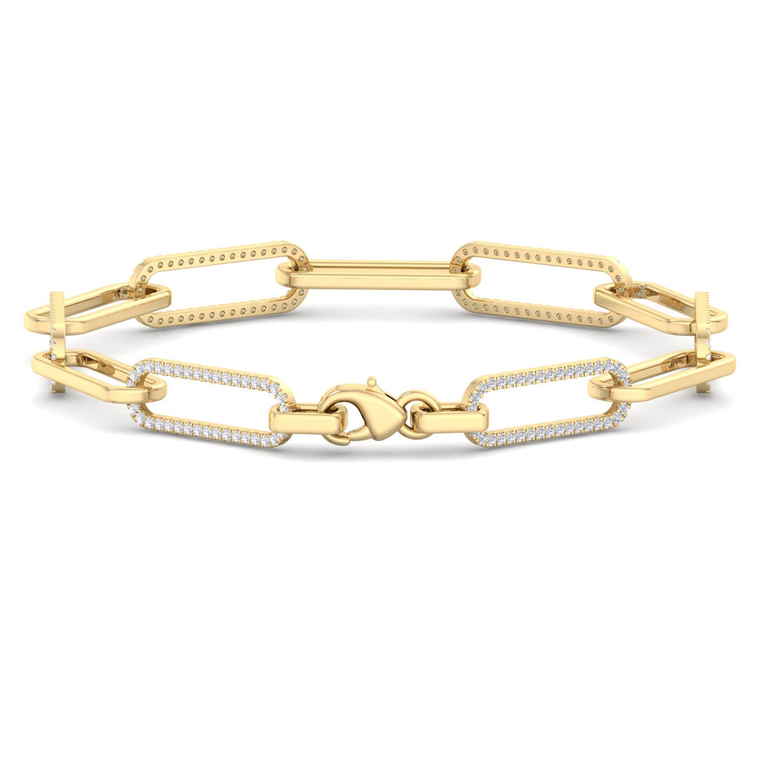 1.6 Carat Lab- Grown Diamond Paperclip Link Yellow Bracelet, Clasp