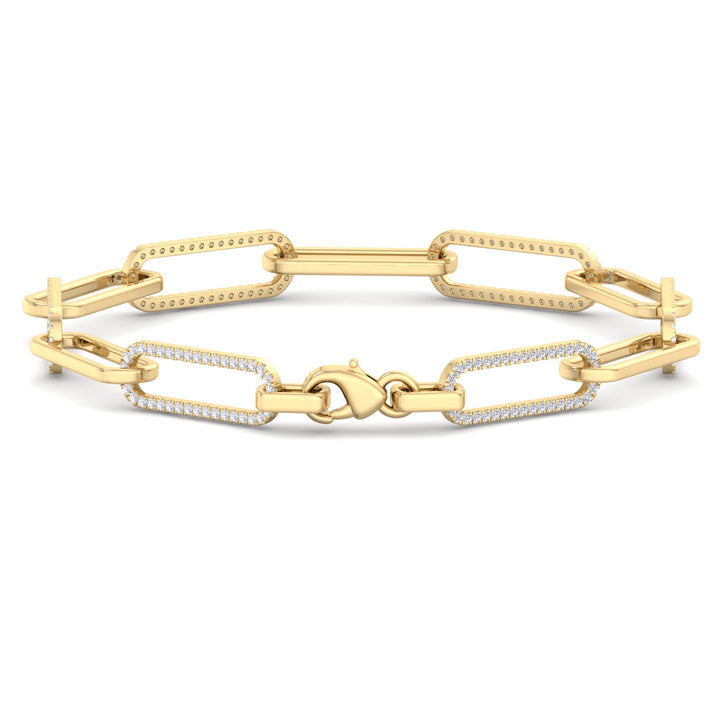 1.6 Carat Lab- Grown Diamond Paperclip Link Yellow Bracelet, Clasp