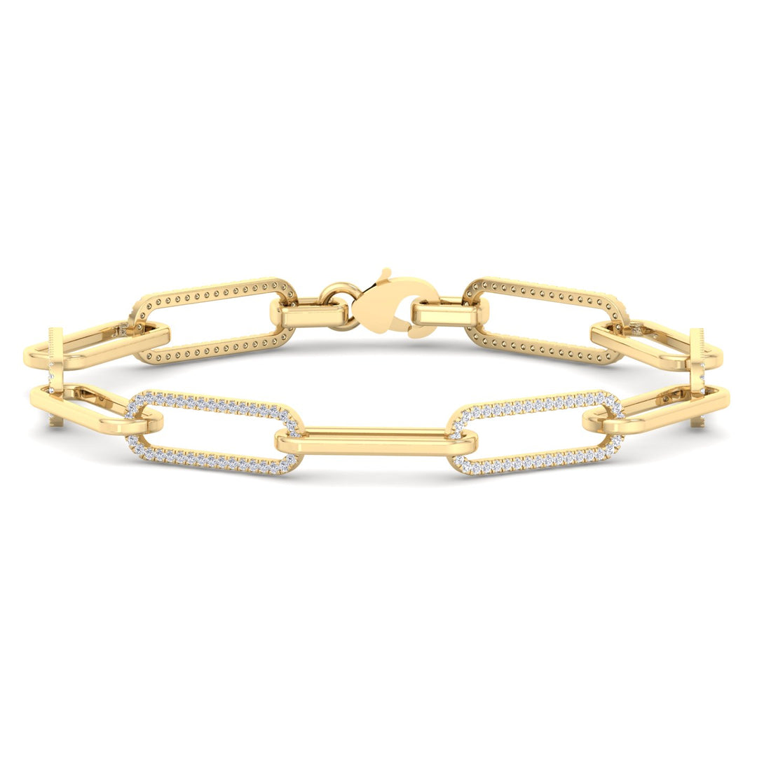 1.6 Carat Lab- Grown Diamond Paperclip Link Yellow Bracelet, Front