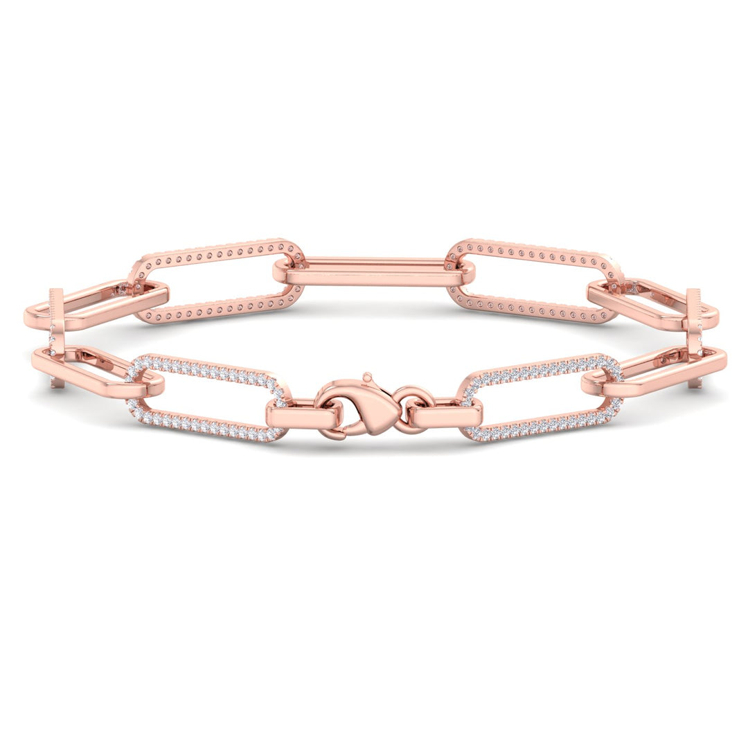 1.6 Carat Lab Diamond Paperclip Link Rose Bracelet, Clasp