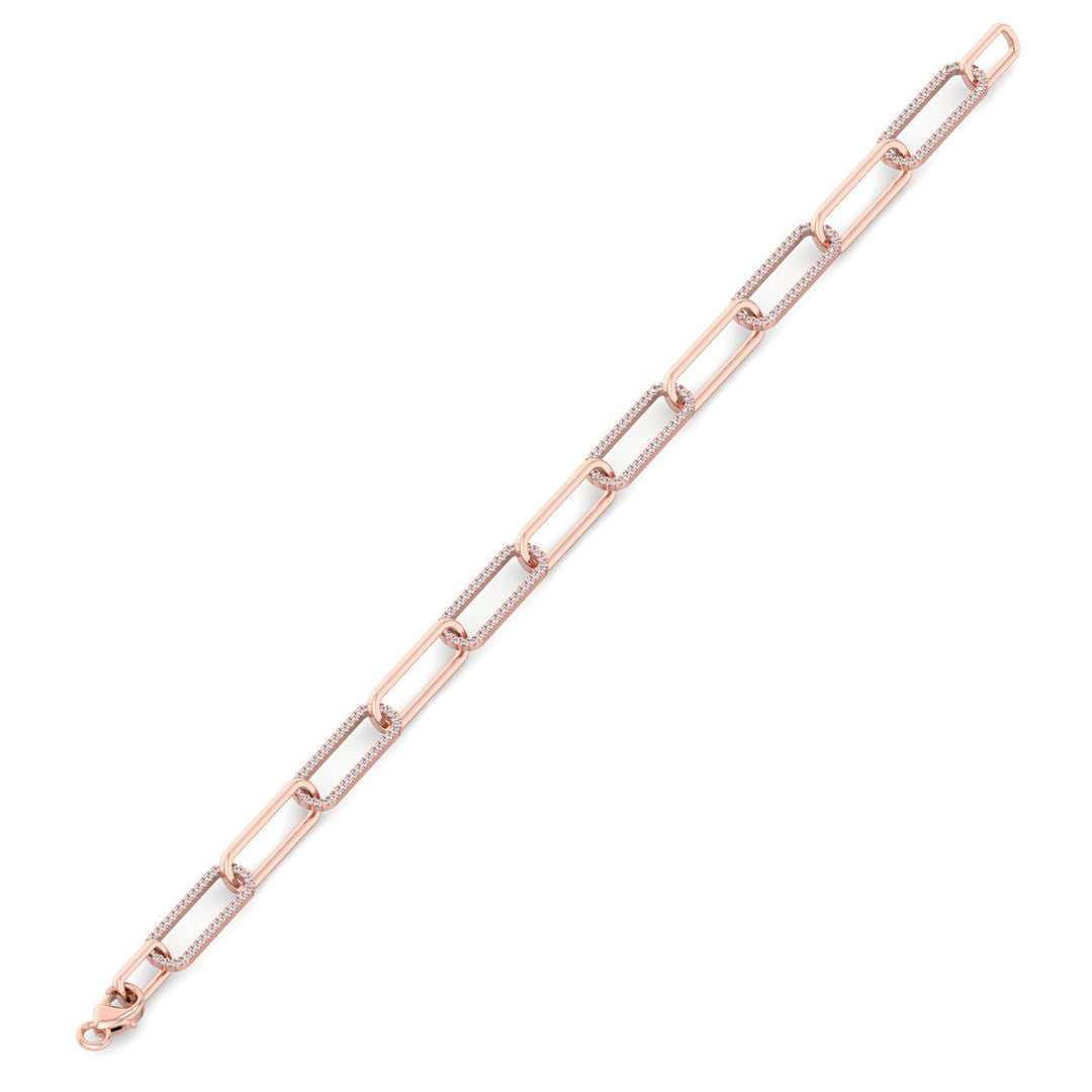 1.6 Carat Lab Diamond Paperclip Link Rose Bracelet, Extended
