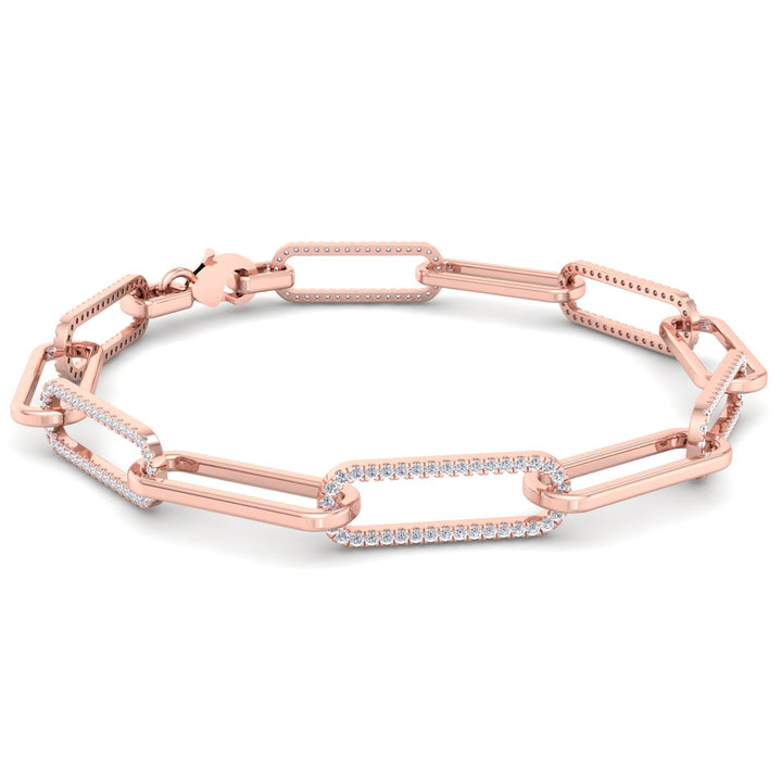 1.6 Carat Lab Diamond Paperclip Link Rose Bracelet, Top Down