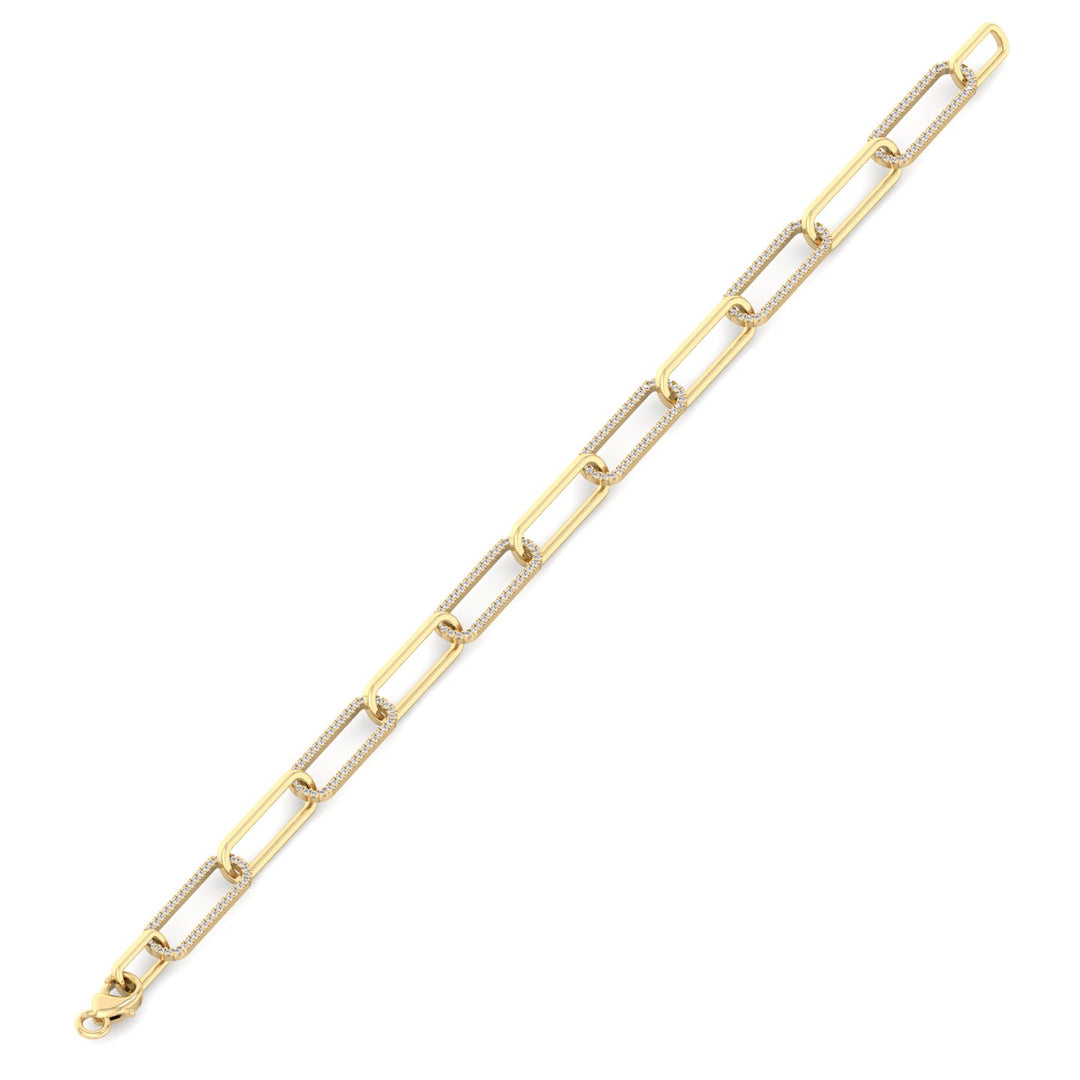 1.6 Carat Lab Diamond Paperclip Link Yellow Bracelet, Extended