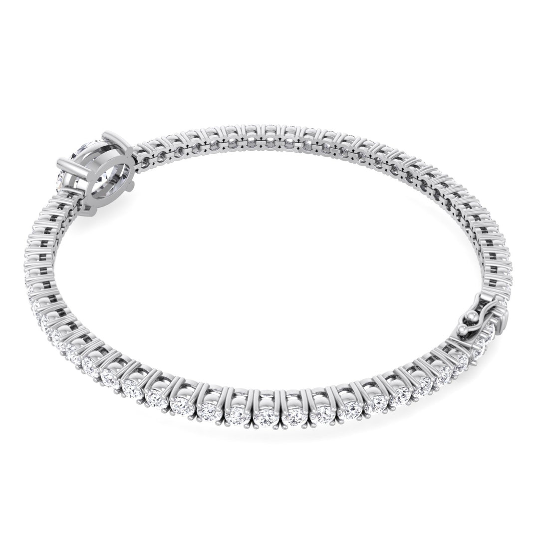 10Ct Oval Single Station Lab Diamond Tennis Bracelet 18K Hook