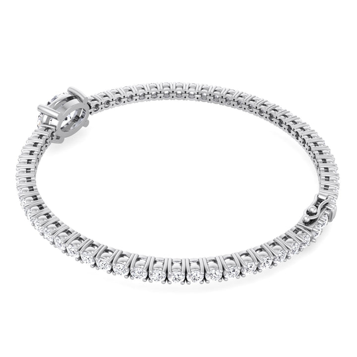 10Ct Oval Single Station Lab Diamond Tennis Bracelet 18K Hook