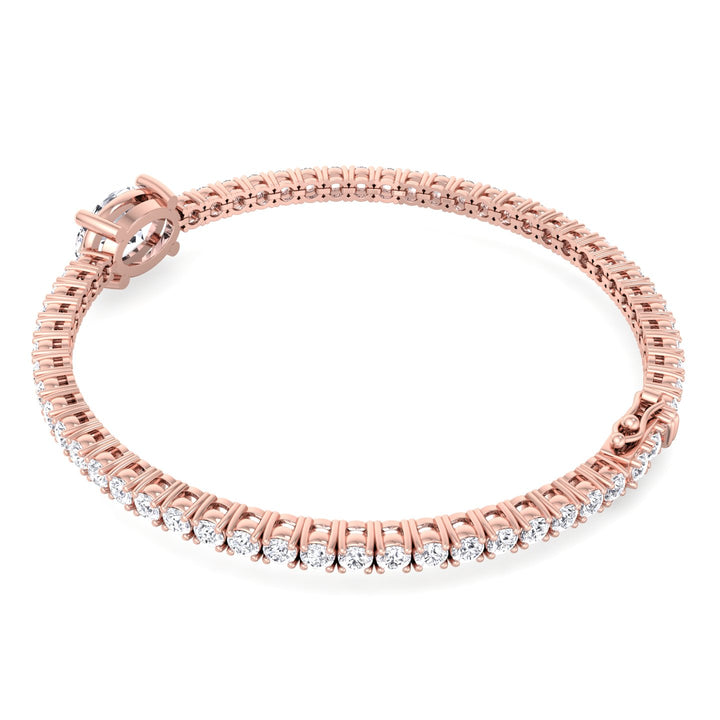 10Ct Oval Single Station Lab Diamond Tennis Bracelet 18K Rose 