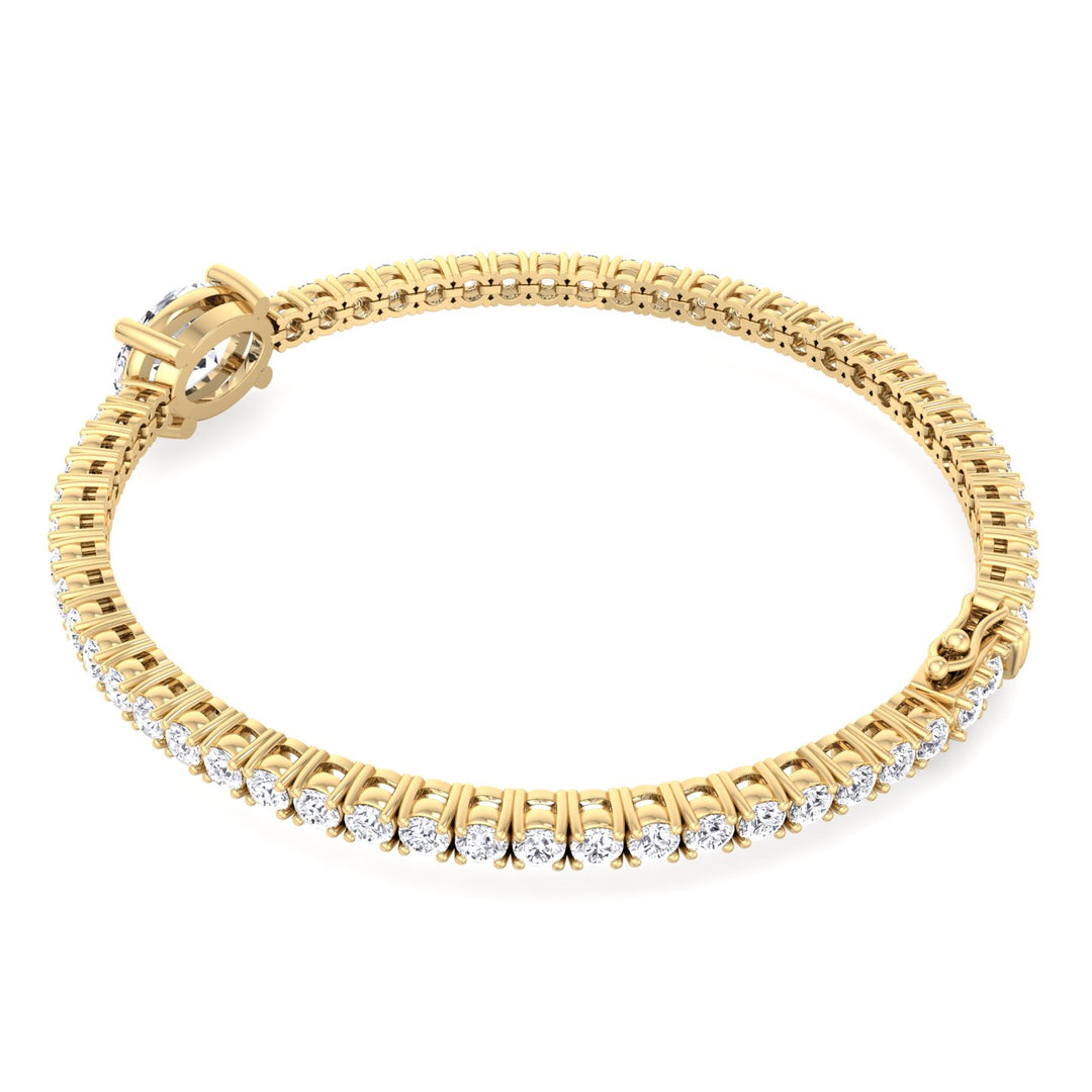 10Ct Oval Station Lab Diamond Tennis Bracelet 18K Yellow 