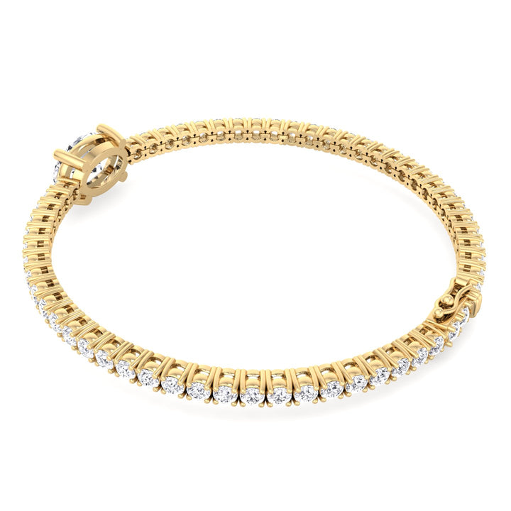 10Ct Oval Station Lab Diamond Tennis Bracelet 18K Yellow 