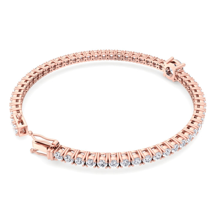 10Ct Round Cut Single Station Lab Diamond Tennis Bracelet Rose 