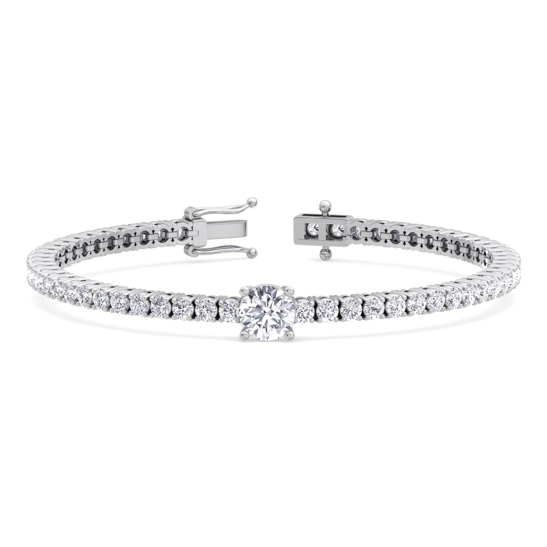 10Ct Round Cut Single Station Lab Diamond Tennis Bracelet White Gold
