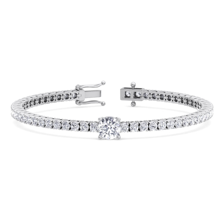 10Ct Round Cut Single Station Lab Diamond Tennis Bracelet White Gold