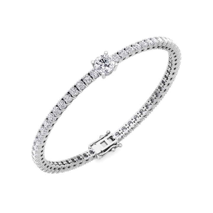 10Ct Round Cut Station Lab Diamond Tennis Bracelet 14K Solid Gold