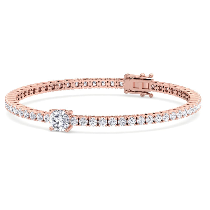 10Ct Round Single Station Lab Diamond Tennis Bracelet Rose Gold