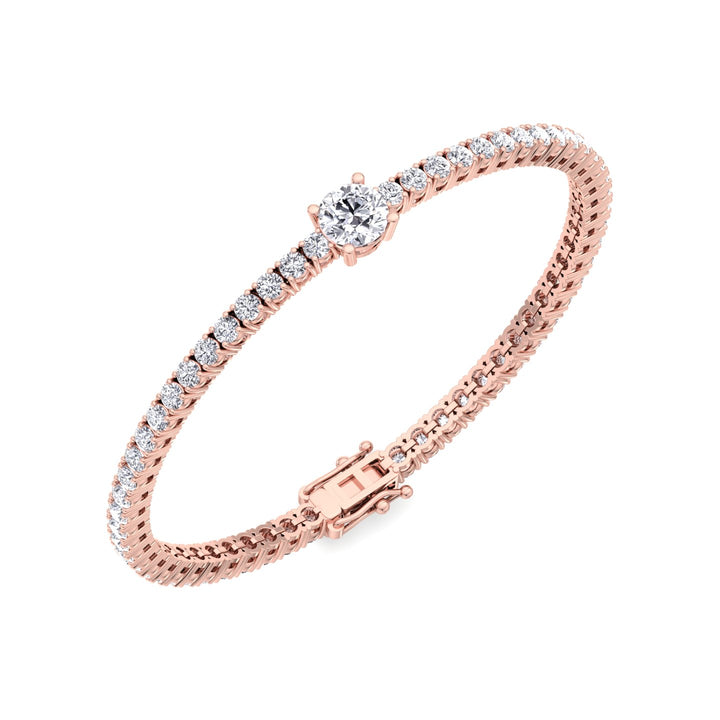 10Ct Round Single Station Lab Grown Diamond Tennis Bracelet Rose