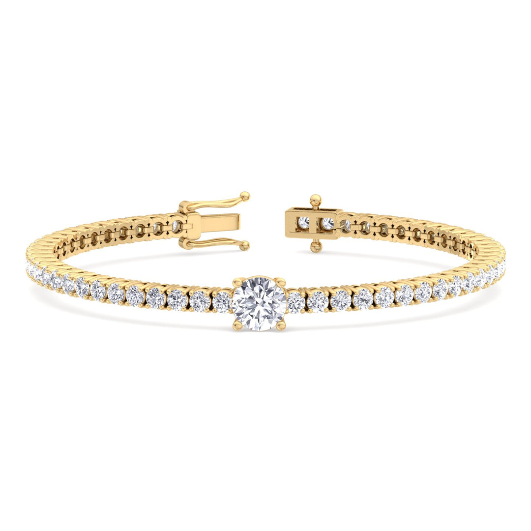 10Ct Round Single Station Lab Grown Diamond Tennis Bracelet Yellow