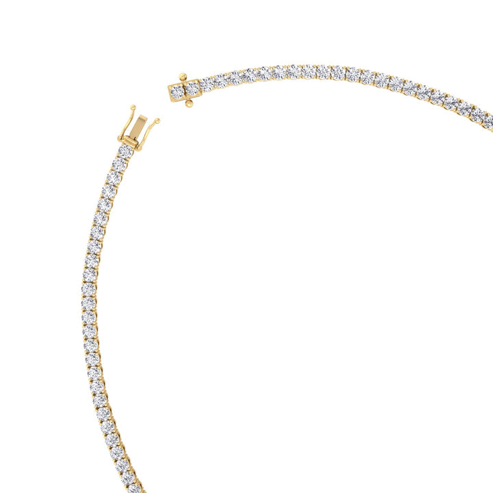 (12CT T.W.) Single Stone Ruby Lab Diamond Tennis Necklace Yellow Clasp