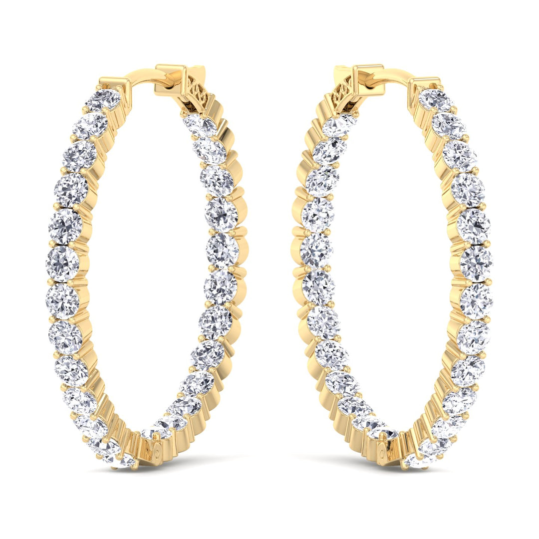 14K Yellow Gold 5 Carat Lab Diamond Hoops
