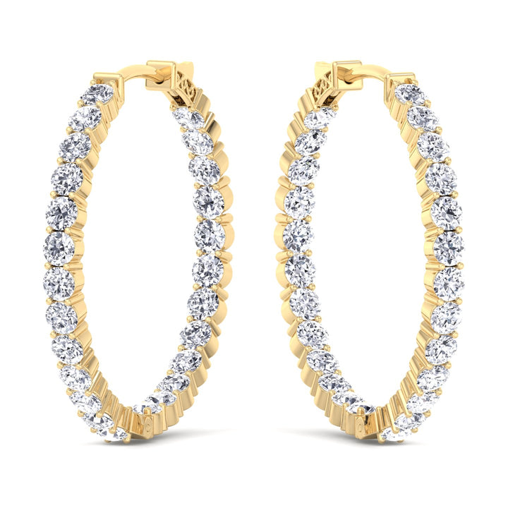 14K Yellow Gold 5 Carat Lab Diamond Hoops