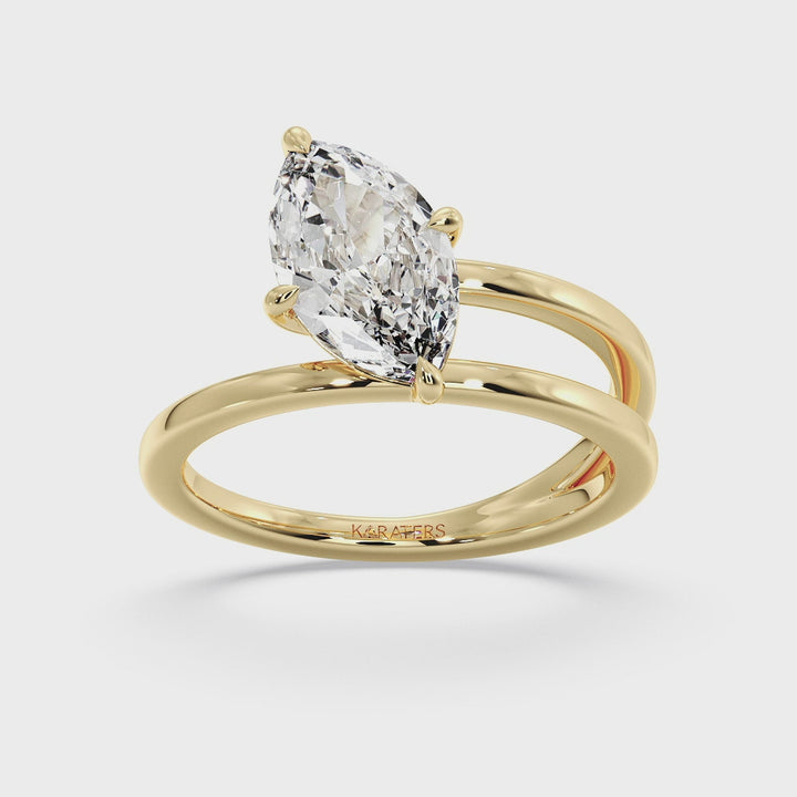 Syros - Twist Band Solitare Moval Lab-Grown Diamond Engagement Ring